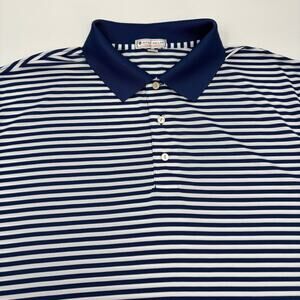 Peter Millar Summer Comfort XL Blue White Striped Short‎ Sleeve Golf Polo Shirt